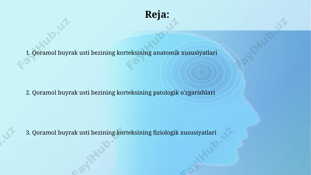 a mollarda aldosteron sintezi asosan zona glomerulosa hujayralarida sodir boʻlib, uning sekretsiyasi plazma renin konsentratsiyasi va angiotensin ii darajasi bilan bevosita bogʻliq. tadqiqotlar va kelajak istiqbollari chorvachilikda buyrak usti korteksi kasalliklarining diagnostikasi va davolashini yaxshilash uchun sun'iy intellekt va mashinani o'rgatish algoritmlarini qo'llash bo'yicha kelajak istiqbollari mavjud, bu esa aniqlikni 90% ga oshirish mumkin. buyrak usti bezining korteksining stressga javobini baholash uchun transkriptomika va proteomika kabi omik texnologiyalaridan foydalanish bo'yicha istiqbolli tadqiqotlar mavjud. taxminan 1000 dan ortiq genlar va oqsillarni tahlil qilish mumkin. buyrak usti korteksi funksiyasining buzilishi buyrak usti korteksi o'smalari, ayniqsa, aldosteron ishlab chiqarishni 2-3 baravar oshiradigan adenomalar, gipertenziya va gipokaliyemiya kabi klinik belgilarni keltirib chiqaradi. buyrak usti korteksi yetishmovchiligida, mineralkortikoidlar etishmasligi tufayli, qon plazmasidagi natriy darajasi 135 mmol/l dan pastga tushadi va kaliy darajasi 5 mmol/l dan yuqori ko'tariladi. davolash usullari buyrak usti bezi o'smalari jarrohlik yo'li bilan olib tashlanadi, operatsiyadan keyin 3-6 oy davomida immunosupressiv terapiya …