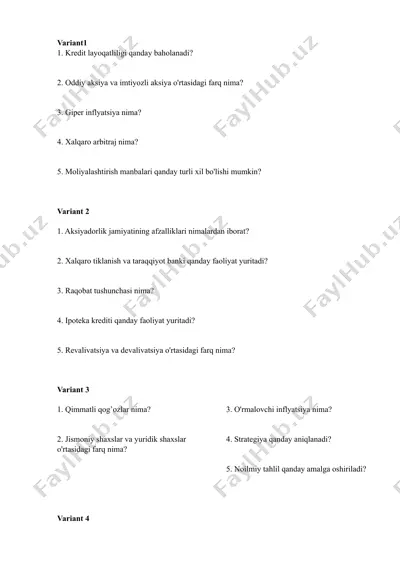 moliyalashtirishning asosiy prinsiplari — DOC