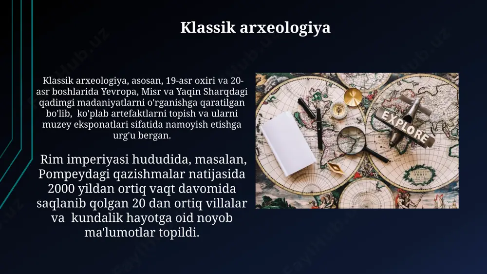 labki ko'chmanchilarning tarqalishini o'rganadi. arxeologik topilmalarni tahlil qilish yaponiyaning jomon davriga oid 10 000 dan ortiq tosh qurollarini morfologik tahlil qilish va radiokarbon usuli bilan aniqlash, paleolit davridagi odamlarning ovchilik strategiyasi va atrof-muhitga moslashuvini o'rganish imkonini beradi. peru andlaridagi arxeologik yodgorliklardan olingan 1500 ta keramika buyumining stilistik va texnologik tahlili, inca madaniyatining turli mintaqalaridagi ijtimoiy ierarxiya va savdo yo'llarining rivojlanishini ko'rsatuvchi muhim dalillarni taqdim etadi. yevropa arxeologiyasi sharqiy yevropada, xususan, ukrainada 5000 yildan ortiq tarixga ega bo'lgan kurgan madaniyati bilan bog'liq ko'plab arxeologik topilmalar, jumladan, noyob oltin buyumlar va qurollar topilgan. g'arbiy yevropaning neolit davriga oid 10 dan ortiq yirik megalit inshootlari, masalan, stonehenge, arxeologlar tomonidan o'rganilib, ularning astronomik va diniy ahamiyati aniqlangan. geoarxeologiya geoarxeologiya yer sharining turli mintaqalarida, masalan, markaziy osiyo va yaqin sharqdagi 10 000 yildan ortiq qadimgi madaniy qatlamlarni o'rganishda muhim rol o'ynaydi. ushbu fan yordamida geologik jarayonlar va arxeologik qoldiqlar o'rtasidagi bog'liqlikni aniqlash orqali 50 dan …