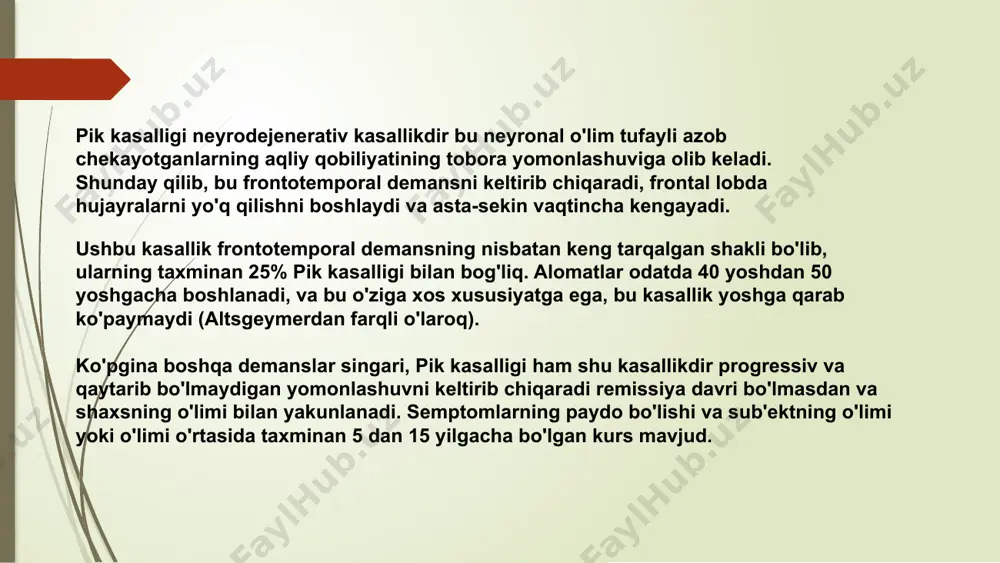 n. qaror qabul qilish, xatarlarni baholash, rejalashtirish va saqlash yoki harakatlarni o'zgartirish murakkab. qat'iylik va hatto obsesif xususiyatlarning mavjudligini kuzatish odatiy holdir. ayniqsa, belgilangan impuls nazorati yo'qligi. 4. ijtimoiylashuv shuningdek, bemorning ijtimoiy munosabatlari yomonlashishi odatiy holdir. dastlab ba'zi hollarda a inhibisyon darajasini pasaytirish orqali boshqalarga murojaat qilishuzoq muddatda aloqalar va ijtimoiy ko'nikmalar yomonlashadi. shuningdek, o'z-o'zini nazorat qilishning zaiflashishi ularning hiperseksualizmga sabab bo'lishiga, ommaviy joylarda onanizm kabi amaliyotlarni bajarishiga olib keladi. 5. xotira frontal va vaqtincha kengayishida, pik kasalligi asta-sekin xotirada o'zgarishlarni keltirib chiqaradi ham antregrad, ham retrograd. ushbu o'zgarishlar altsgeymer kabi boshqa demanslarga qaraganda kechroq sodir bo'ladi, ular bilan ba'zan u aralashib ketadi. tegishli maqola: "xotira turlari: inson miyasi xotiralarni qanday saqlaydi?" 6. til pik kasalligi odatda vaqt o'tishi bilan bemor tilida o'zgarishlarni keltirib chiqaradi. nutq, shuningdek, savodxonlik tezlikni pasaytirish va ravonlikni yo'qotish uchun odatiy holdir. anomiya, qat'iyatlilik va so'zlarni takrorlash va ekolaliyalar ham tez-tez uchraydi. shuningdek, tilni og'zaki va …