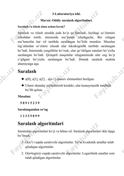saralash algoritmlari — DOC