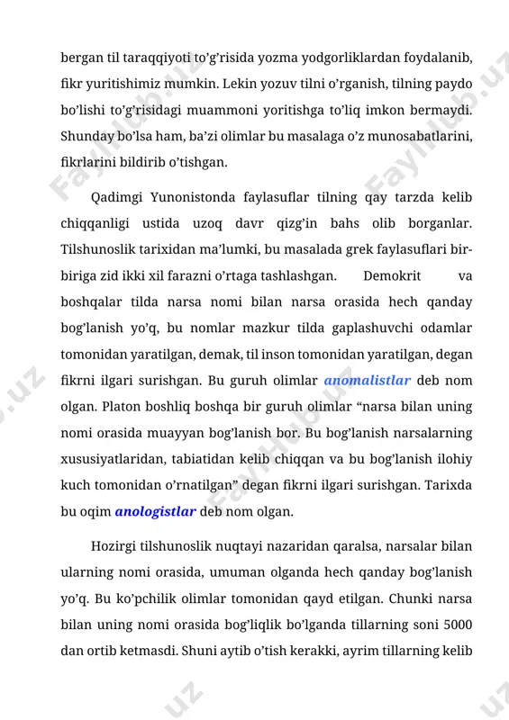 1.1. taqlid so`zlar tarixi taqlid soʻzlar - maʼno va shakliy xususiyatlariga koʻra, alohida guruhni tashkil qiluvchi, kishilar, hayvonlar va boshqa jonli, jonsiz narsalarning tovushini, harakat-holat obrazini taqlidan ifodalovchi soʻzlar. o’zbek tilshunosligida esa bu masala 60-yillargacha alohida tadqiqot obyekti sifatida o’rganilgan emas. o’sha paytgacha o’zbek tili bo’yicha yozilgan grammatikalarda va qo’llanmalarda taqlidiy so’zlarga juda kam o’rin berilgan va ularning ko’pchiligida taqlidiy so’zlar undov so’zlarning ajralmas qismi sifatida ko’rsatilar edi. o’tgan asrning ikkinchi yarmidan boshlab taqlidiy so’zlar masalasi olimlarimiz e’tiborini o’ziga tortdi. ular mavzu ustida ma’lum darajada kuzatishlar olib borib, u yoki bu holatdagi o’z fikrlarini o’rtaga tashladilar. jumladan, a.n.kononov «o’zbek tili grammatikasi»13 asarida taqlidiy so’zlarni undovlarning bir ko’rinishi deb ko’rsatsa, 1956-yili nashr qilingan «hozirgi turk adabiy tilining grammatikasi»14 asarida ularni alohida so’z turkumi qilib ajratadi. demak, a.n.kononov oldingi asarlarida tasviriy so’zlarni undovlarning bir turi sifatida ko’rsatsa ham, 1956-yili ularni mustaqil so’z turkumi qilib ajratish kerak, degan xulosaga keladi va «hozirgi o’zbek …