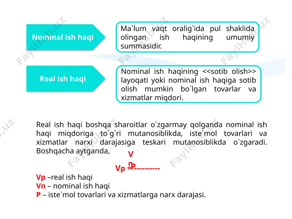 ilar o`rtasidagi mehnat munosabatlari mehnat shartnomalari yordamida tartibga solinadi. mehnat shartnomalarining tarkibiy tuzilishi: ish haqi stavkasi; me`yorida ortiqcha bajarilgan ishlar uchun ish haqi to`lash tartibi; dam olish kunlari, tanaffuslar va mehnat ta`tilining belgilanish tartibi; pensiya fondlari va sog`liqni saqlashga ajratmalar miqdori; narxlar o`zgarishini hisobga olib, iste`molchilik savatini tartibga solish sharoitlari; mehnatning boshqa umumiy va tashkiliy shart – sharoitlari. davlatning mehnat munosabatlariga ta`sir ko`rsatish usullari va yo`llari: maqsadli ijtimoiy dasturlarni (kam ta`minlangan oilalarga yordam, ishsizlik bo`yicha nafaqa, turli ijtimoiy to`lovlar, pensiya ta`minoti) ishlab chiqarish va amalga oshirish; bandlik xizmati (mehnat birjalari) faoliyatini amalga oshirish; ishga yollashning umumiy shart – sharoitlarini belgilash; mehnat munosabatlarining barcha tomonlari qamrab oluvchi qonunchilik faoliyati; davlat ta`lim tizimi orqali ishchilarni o`qitish va qayta tayyorlashni tashkil qilish. ish haqining eng kam darajasi (minimal ish haqi) ni aniqlash va o`zgartirish; kasaba uyushmalarining mehnat munosabatlariga ko`zlangan asosiy maqsadlar: ishsizlikni ijtimoiy kafolatlash; mehnat sharoitlarini yaxshilash; ish haqini oshirish. ish haqini oshirishga …