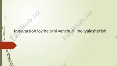 innovatsion loyihalarni venchurli moliyalashtirish — PPTX