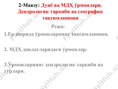 дунё ва мдҳ ўрмонлари. дендрологик таркиби ва географик тақсимланиши — PPT