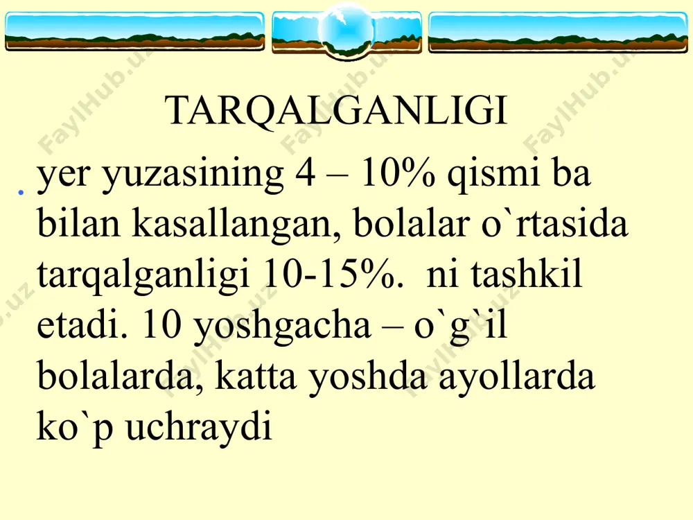 g shishi, shilliq tiqin, silliq mushaklar giperplaziyasi, bazal membrana qalinlashishi va dezorganizasiyasi aniqlanadi. bronxial astmada endobronxial biopsiyada bronx epiteliysining ko’chishi, shilliq qavat eozinofil infiltrasiyasi ko`riladi. bronxlar yuvindi suvida ko`p miqdorda epitelial, semiz xujayralar, eozinofillar va limfositlar topiladi. кliniка shikoyatlar va anamnez ekspirator xansirash va/yoki yo`tal xurujlari masofadan xushtaksimon xirillashlar eshitilishi ko`krak qafasida og`irlik xissi ob’ektiv ekspirator xansirash burun kataklarini nafas olganda kengayishi quzg`alish nafas aktida qo`shimcha mushaklar ishtiroki majburiy xolat perkussiyada: emfizema shakllanganda qutisimon perkutor tovush auskultasiyada: qurug` xushtaksimon va g`o`ngillovchi xirillashlar xamda nafas chiqarish fazasining uzayishi ba diagnostikasi va og`irlik darajasini aniqlash qaytalanuvchi xirillashlar epizodlari kechasi va erta tongda iztirobli yo`tal va xirillashlar jismoniy zo`riqishdan so`ng yo`tal va xirillashlar allergen yoki pollyutantlar bilan kontaktdan keyin yo`tal, xirillashlar yoki ko`krak qafasida og`irlik his qilish tumov, keyinchalik «ko`krakka tushadi» yoki 10 kundan ortiq davom etadi astmaga qarshi dorilar qabul qiladimi agar qabul qilsa, qancha vaqt oralig`ida imkoniyat bo`lsa nafas faoliyatini spirometriya …