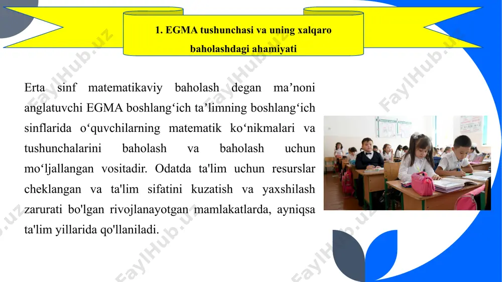 egmada qo'llaniladigan turli yondashuvlar va metodologiyalar amalga oshirish vazifalari: ishlash vazifalari talabalardan matematik tushunchalarni real yoki haqiqiy stsenariylarda tushunish va qo'llashni ko'rsatishni talab qiladi. ushbu vazifalar ko'pincha bir nechta bosqichlarni o'z ichiga oladi va talabalardan muammolarni hal qilish yoki tanqidiy fikrlash qobiliyatlarini qo'llashni talab qilishi mumkin. kuzatish: kuzatish orqali baholash o'quvchilarni matematik faoliyat yoki topshiriqlarni bajarishda kuzatishni o'z ichiga oladi. bu o‘quvchilarning muammolarni yechish strategiyalari, matematik fikrlashlari va matematikani o‘rganishga yondashuvlari haqida tushuncha berishi mumkin. rubrikalar va ball qoʻyish boʻyicha qoʻllanmalar: rubrikalar va ball qoʻyish boʻyicha qoʻllanmalar oʻquvchilarning matematik faoliyatini baholash uchun aniq mezonlar va mezonlarni taqdim etadi. ushbu vositalar baholash jarayonini standartlashtirishga yordam beradi va turli baholovchilar yoki kontekstlarda ball qo'yishda izchillikni ta'minlaydi. egma baholashlarini loyihalash va amalga oshirish turli sohalarda turli ko'nikmalar va tajribalarni talab qiladi. bu erda zarur bo'lgan asosiy ko'nikmalar mavjud: matematik tarkib bo'yicha bilim: egma baholashlarini loyihalash uchun boshlang'ich sinf matematik tushunchalar va o'quv dasturlari …