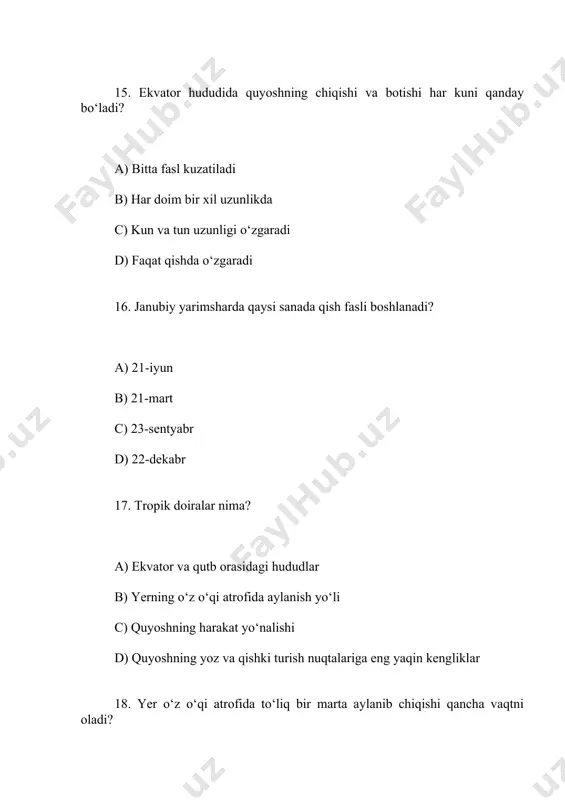 umumiy tabiiy geografiya testi - Page 5