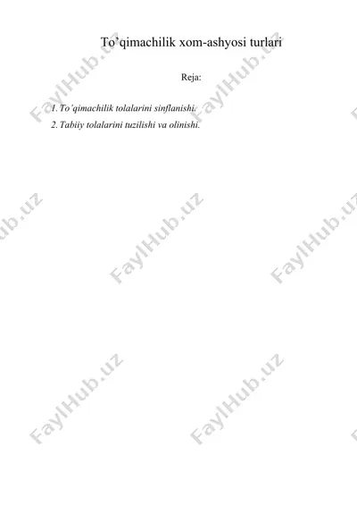 to’qimachilik xom-ashyosi turlari — DOCX