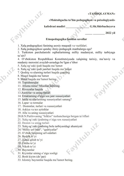 etnopedagogika fanidan savollar — DOCX
