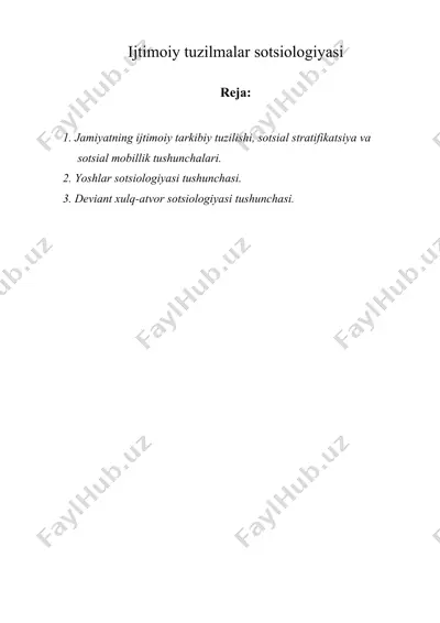 ijtimoiy tuzilmalar sotsiologiyasi — DOCX
