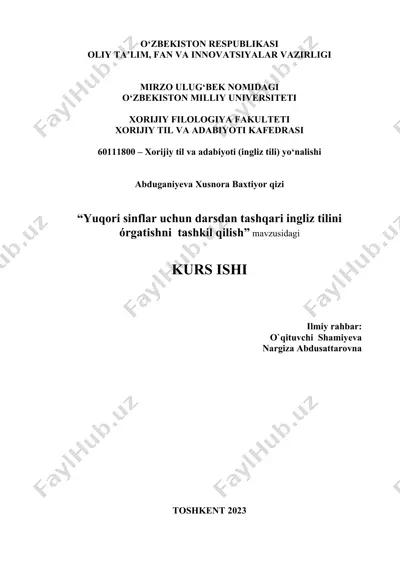 organization of out-of-class work for teaching english language for upper levels — DOCX