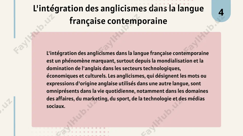 analyse des emprunts dans la langue française contemporaine: origine et intégration des anglicismes - Page 5