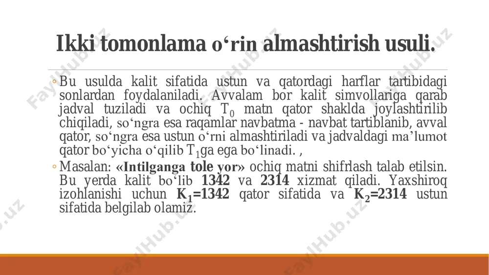 o‘rin almashtirish shifrlash algoritmi - Page 5