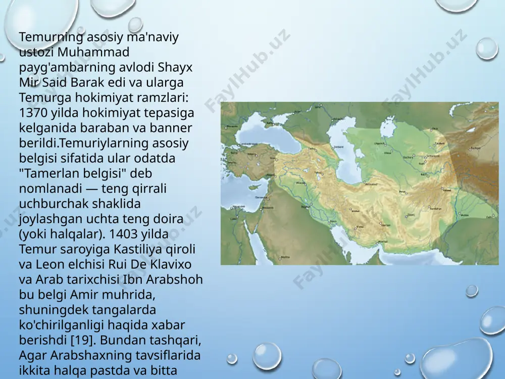 o'lgan, o'z xotiralarida shunday yozgan: "andijon aholisi — barcha turklar; shaharda va bozorda turkiy tilni bilmaydigan odam yo'q. xalq nutqi adabiy tilga o'xshaydi"[32]. "boburning xotiralari boburning ona tili bo'lgan turkiy til nomi bilan mashhur bo'lgan turkiy tilda yozilgan", deb yozgan ingliz sharqshunosi e. denisson ross[33].davlat xizmatchilari tarkibida turli etnik guruhlarning vakillari bor edi. turklar, ayniqsa yuqori davlat lavozimlarida juda ko'p edi. masalan, turk alisher navoiy xuroson hukmdori husayn baykar huzurida matbuot qo'riqchisi lavozimiga tayinlangan va u bilan do'stona munosabatlar o'rnatgan. 1472 yilda u vazir unvonini va amir unvonini oldi.ulug'bek kosasi.qalmiq sharqshunosi t. d. nominxanovning so'zlariga ko'ra, temur davrida rasmiy yozishmalar " mo'g'ul tilida mo'g'ul yozuvida ham olib borilgan va bu tilning roli shu qadar muhim va hayotiy ediki, xv asrda mo'g'ul-turkiy "muqaddimat al adab"lug'atini tuzish zarur edi"[34], bu bitta nusxada mavjud[35]. a. p. grigoriev tomonidan olib borilgan tadqiqotlar shuni ko'rsatdiki, 1353 yildan keyin hujjatlar turkiy va fors tillarida tuzilgan[36]. temur …