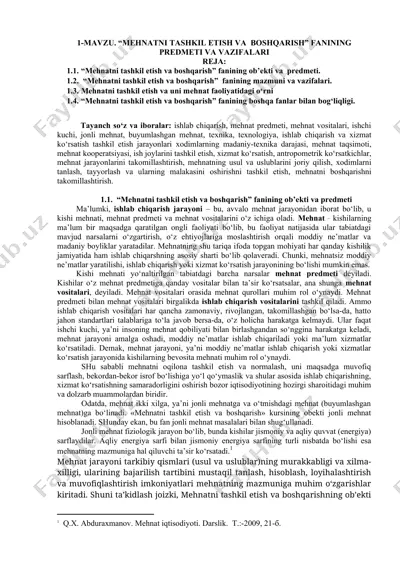 "mеhnatni tashkil etish va bоshqarish" — DOCX