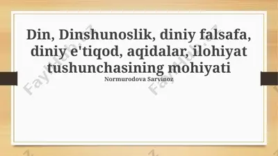 diniy e’tiqodlar va aqidalar — PPTX