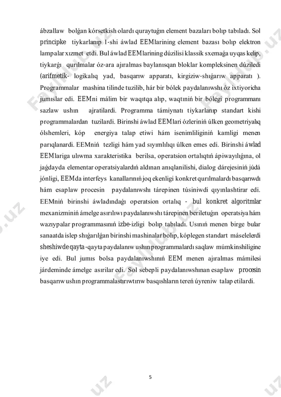 xnologiyaların da óz ishine aladı. televizor hám telefonlar. ekonomikada bir neshe ónim yamasa xızmetler informaciya texnologiyaları menen baylanıslı, sonday-aq kompyuter texnikası, programmalıq támiynat, elektronika, yarım ótkeriwshiler, internet, telekom úskeneleri hám elektron kommerciya. ámeldegi saqlaw hám qayta islew texnologiyaları tiykarında it rawajlanıwınıń tórtew bólek basqıshların ajıratıw múmkin: mexanikaǵa shekem (eramızǵa shekemgi 3000 - eramizǵa shekemiy 1450), mexanik (1450-1840 ), elektromexanik (1840 -1940 ) hám elektron (1940 - házirge shekem). 7 eramızǵa shekemgi birinshi ásirdiń baslarınan baslap, ádetde málim bolǵan eń áyyemgi mexanik esaplanadı analog kompyuter hám málim bolǵan dáslepki mexanizm. salıstırıwlanatuǵın tishli qurılmalar xvi asrga shekem evropada payda bolmaǵan hám 1645 jılǵa shekem birinshi bolǵan mexanik kalkulyator tórtew tiykarǵı arifmetik ámellerdi orınlawǵa ılayıq bolǵan. elektron kompyuterler, ekewin da isletiń ornı yamasa vanalar, 1940 - jıllardıń baslarında payda bóle basladı. the elektromexanik zuse z3, 1941 jılda qurib bitkazilgan, dúnyadaǵı birinshi boldı programmalastırıwtırılatuǵın kompyuter hám zamanagóy standartlarǵa kóre tolıq dep esaplaw múmkin bolǵan …