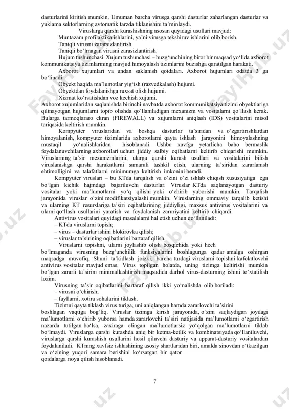 h tartibi. ro‘yxatdan o‘tish – foydalanuvchilarni ro‘yxatga olish va ularga dasturlar va ma’lumotlarni ishlatishga huquq berish jarayoni. ayrim veb-saytlar foydalanuvchilarga qo‘shimcha xizmatlarni olish va pullik xizmatlarga obuna bo‘lish uchun ro‘yxatdan o‘tishni, ya’ni o‘zi haqida ayrim ma’lumotlarni kiritishni (anketa to‘ldirishni) hamda login va parol olishni taklif qiladilar. foydalanuvchi ro‘yxatdan o‘tgandan so‘ng tizimda unga qayd yozuvi (account) yaratiladi va unda foydalanuvchiga tegishli axborotlar saqlanadi. login va parolga ega bo‘lish shartlari. biror shaxs o‘zining login va paroliga ega bo‘lishi uchun u birinchidan axborot kommunikatsiya tizimida ruyxatdan o‘tgan bo‘lishi kerak va shundan so‘ng u o‘z logini va parolini o‘zi hosil qilishi yoki tizim tomonidan berilgan login parolga ega bo‘lishi mumkin. login va parollar ma’lum uzunlikdagi belgilar ketma-ketligidan tashkil topadi. login va parollarning uzunligi va qiyinligi uning qanchalik xavfsizligini ya’ni buzib bo‘lmasligini ta’minlaydi. login va parolni buzish. login va parolni buzish – bu buzg‘unchining biror bir maqsad yo‘lida axborot kommunikatsiya tizimi obyektlaridan foydalanish uchun qonuniy …