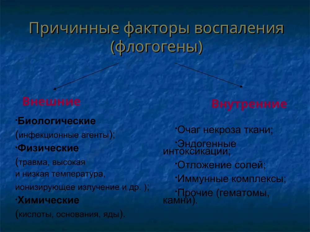 dolor functio laesa * покраснение (rubor)- развитие артериальной гиперемии, увеличение притока крови с повышенным содержанием кислорода, увеличение количества функционирующих капилляров; припухлость (tumor) – артериальная и венозная гиперемия, эксудация, эмиграция лейкоцитов; жар (calor) - усиление обмена веществ на ранних стадиях воспаления, приток крови с более высокой температурой (особенно при воспалении кожи и слизистых, усилением теплоотдачи за счет гиперемии). происхождение клинических признаков воспаления * боль (dolor) - раздражение рецепторов в очаге воспаления медиаторами воспаления (особенно кининами и простагландинами, изменением ph, осмотического давления, дизионией, механическим раздражением рецепторов в результате припухлости в очаге воспаления). нарушение функции (functio laesa). при воспалении отмечены повреждение клеток, нарушение обмена веществ, кровообращения, накопление медиаторов воспаления, изменения электролитного баланса, ph, осмотического и онкотического давления, процессы пролиферации. в этих условиях осуществление функции компонентами функционального элемента, а следовательно, и органа невозможно. происхождение клинических признаков воспаления * основные компоненты воспаления альтерация; сосудистая реакция с экссудацией и эмиграцией; пролиферация. * соотношение компонентов острого воспаления …