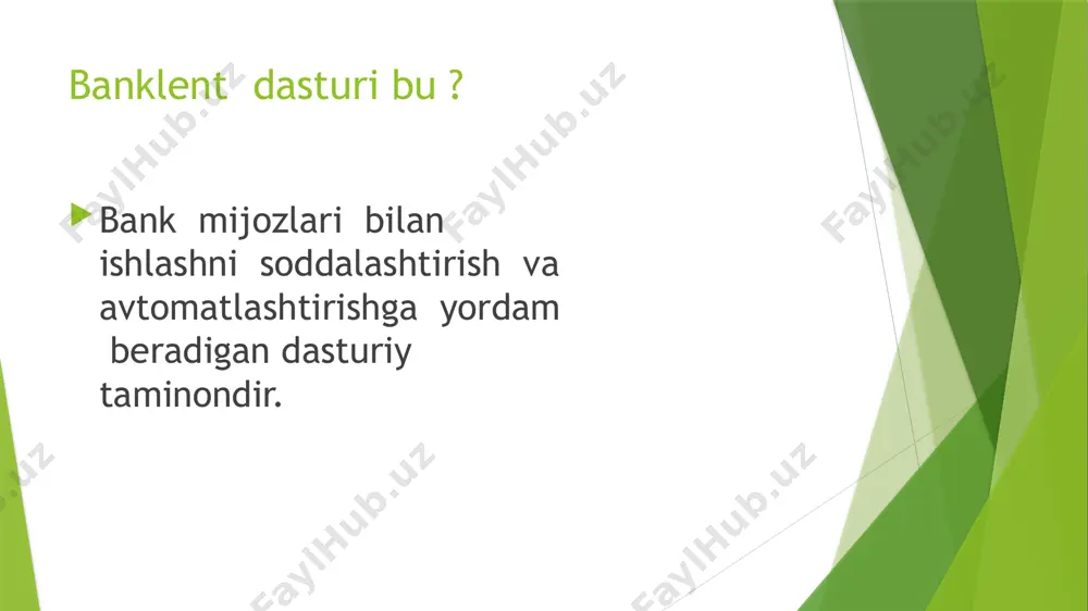 manbalarini aniqlash (oylik, biznesdan tushum, qo‘shimcha daromadlar). • xarajatlarni tahlil qilish (majburiy va ixtiyoriy). • qarzdorlik, kreditlar va mavjud aktivlarni hisobga olish. moliyaviy maqsadlarni belgilash • qisqa muddatli (1 yilgacha): safar, texnika xaridi. • o‘rta muddatli (1-5 yil): avtomobil, ta’lim. • uzoq muddatli (5 yildan ortiq): uy xaridi, nafaqa jamg‘armasi. byudjet tuzish • har oy uchun daromad va xarajatlar rejasini tuzish. • tejash va investitsiyalarga qancha mablag‘ ajratilishini aniqlash. zaxira jamg‘armasi yaratish sarmoya kiritish soliq va sug‘urta rejalashtirishi . moliyaviy rejani muntazam ko‘rib chiqish • favqulodda holatlar uchun 3–6 oylik xarajatlarga teng bo‘lgan jamg‘arma yaratish. • mablag‘ni o‘sishiga yo‘naltirish: omonatlar, aksiyalar, obligatsiyalar, ko‘chmas mulk va boshqalar. • soliq yengilliklaridan foydalanish. • hayot, sog‘liq va mol-mulk sug‘urtasi orqali xavflarni kamaytirish. • yangi maqsadlar, daromad o‘zgarishi yoki muhim hayotiy voqealar sababli rejani qayta ko‘rib chiqish zarur. image1.jpg image2.jpg image3.jpg image4.jpg image5.jpg image6.jpg image7.jpg image8.jpg image9.jpeg /docprops/thumbnail.jpeg