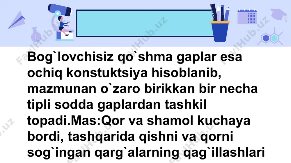 bog‘lovchisiz qo‘shma gaplar va ularning turlari - Page 4