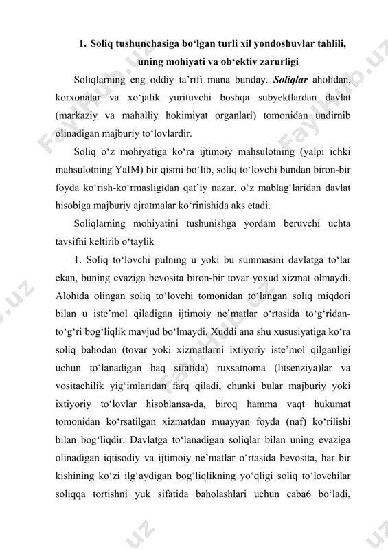 ni anglatadi) xususiyatga ega ekanligidir. bu o‘rinda mazkur funksiyaning mohiyati shundan iboratki, soliqlar yordamida davlatning moliya resurslari hosil qilinadi hamda davlat faoliyat ko‘rsatishi uchun moddiy sharoit yaratiladi, hozirgi vaziyatda esa butun bozor xo‘jaligi tizimi ishlab turishi uchun moddiy imkoniyat vujudga keltiriladi. soliqlar orqali korxonalar va fuqarolar daromadining bir bo‘lagini davlat apparatini, mamlakat mudofasini, noishlab chiqarish sohasini, umuman o‘z daromadlari manbaiga ega bo‘lmagan qismini (madaniyat muassasalari, jumladan, kutubxonalar, arxivlar va boshqalar) yoki lozim darajada rivojlanishni ta’minlash uchun o‘zining mablag‘i yetishmaydigan tarmoqlarni (fundamental fan, teatrlar, muzeylar, ko‘plab o‘quv yurtlari va hokazo) saqlab turish maqsadida undirib olish jarayoni ro‘y beradi. fiskal funksiya davlatning iqtisodiyotga aralashuvi uchun obyektiv shart-sharoit vujudga keltiradi. budjet daromadlarini ta’minlash soliq tizimi vazifalaridan bittasi, holos. soliq tizimi ana shu vazifani xal etar ekan, jamg‘arma va ishlab chiqarishning o‘sish jarayonlariga to‘sqinlik qilmasligi, ijtimoiy adolatni buzmasligi, xalq xo‘jaligi tuzilishida buzilishlar va chetga chiqishlar sodir bo‘lishiga yo‘l qo‘ymasligi, bozor jarayoniga putur yetkazmasligi zarur. …
