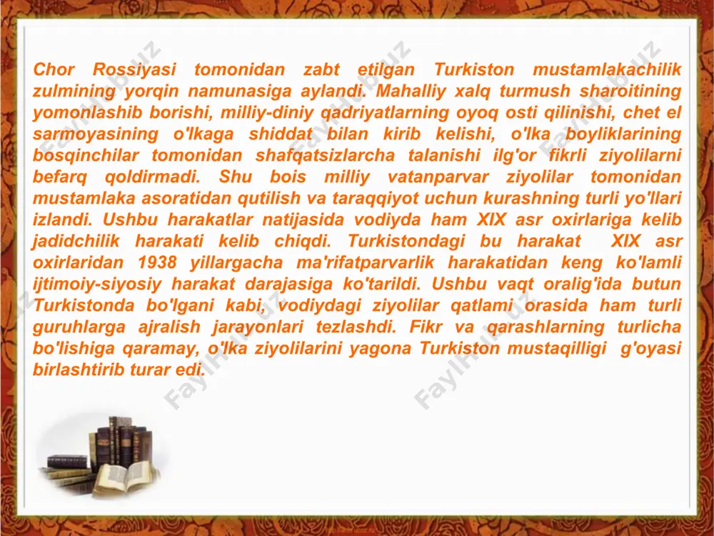 y ravishda noroziligini keltirib chiqarar edi. shuningdek, ilg'or ma'rifatparvar sattorxon abdug'afforov ham o'zining bu sohadagi fikrlarini «turkiston viloyatining gaziti» da quyidagicha ifodalagan edi: «...bizlar, tavorix kitoblaridin ko'ramizkim, har bir xalq o'zlariga yaqin hamsoyalarining har nav' ilmlarini har vaqt o'rganib va ham o'zlariga yaqin mamlakat xalqiga o'rgatib kelganlar...bizlarga uyat va aybdurkim, bizlarning burung'i olimlarimiz ilm bobida baland darajada turub, hatto boshqalarg'a ta'lim berib turgon bo'lsalar, bizlar hama xalqdin ul bobda pastlik maqomida qolsoq». ilm taraqqiyotning negizi ekanligini anglab yetgan ilg'or ziyolilar avvalo qoloqlikdan qutilishning asosiy sharti deb, ma'rifatni tanladilar. shu maqsad yo'lida xix asrning so'nggi choragida dastlabki yangi usul maktablari ochildi. farg'ona o'quv yurtlari inspektorining turkiston o'quv yurtlari bosh inspektoriga 1909 yil 6 dekabrda yo'llagan yangi usul maktabi haqidagi ma'lumotnomasida ko'rsatilishicha, vodiydagi dastlabki yangi usul maktabi qo'qon uyezdida ahmadjon qori tomonidan 1892 yilda ochilgan. turkistondagi jadidchilik harakatining atoqli namoyandala­ridan ishoqxon ibrat ham qo'qonda madrasani tamomlagach, 1886 yilda to'raqo'r g'onda maktab ochadi …