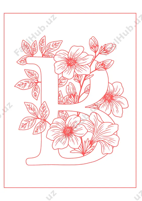 alifbo harflari gulli bezaklari timsolida. alphabet coloring pages - Page 2