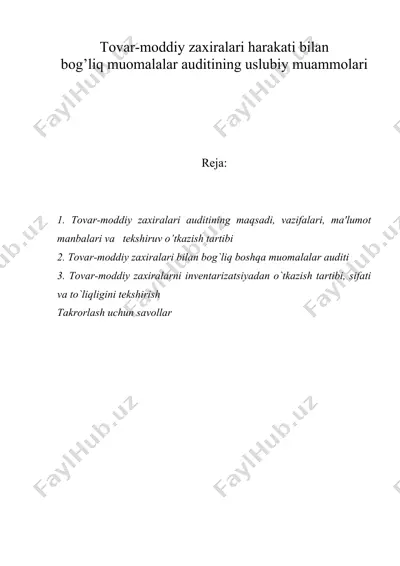 tovar-moddiy zaxiralari harakati bilan — DOC