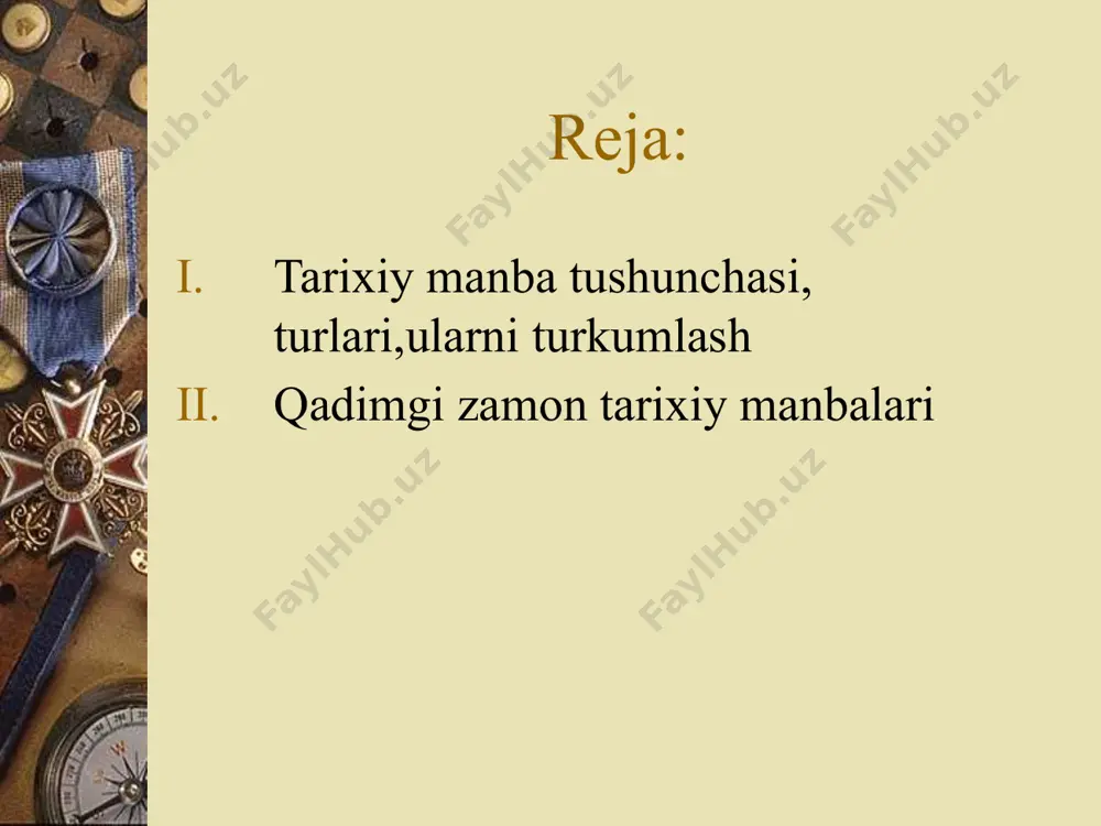 ichiga olgan 18 kitobdan iborat;afsonaviy shoh bxaratning avlodlaridan 2 toifa:kavravlar va nandavlarning o’zaro adovatlari va urushlari tarixi talqin etiladi. 2.3. qadimgi yunon va rim manbalari xeradot(m.a.490-480-y o’rtasi-425 y.)u ellada,va sharq mamlakatlari ning qadim zamonlaridan to miloddan avvalgi 479-yilgacha bo’lgan ijtimoiy-siyosiy hayotidan hikoya qiluvchi 9 kitobdan iborat “tarix”asari bilan shuhrat topgan. diodor.(m.a.90-21-yy.)u “tarixiy kutubxona”nomli 40 kitobdan iborat asar yozib qoldirgan.bu asar yunoniston va rimning qadim zamonlardan to milodning 1-asr o’rtalarigacha bo’lgan tarixini o’z ichiga oladi pompey trog (milodgacha 1-milodning 1 asrlari)-”filipp tarixi”asari bilan mashhur bo’lgan rim tarixchisi44 kitobdan iborat bu asar afsonaviy assuriya podsholari zamonidan to rim imperatori avgust(m.a.63-milodning 14-yili)davrigacha dunyoda b-b o’tgan voqealarni bayon qiladi,lekin asosiy e’tibor yunonistonningmakedoniyalik filipp 2 va iskandar zulqarnayn davrini bayon etishga qaratilgan. arrian flaviy “iskandar haqida”,”prfiyaliklar haqida”,”hindiston”va 7 jildlik “iskandarning yurushlari nomli kitoblar muallifi. k.k.ruf (milodning 1-asri)iskandar zulqarnaynning eron,o’rta osiyo va boshqa mamlakatlarga qilgan harbiy yurushlari haqida 10 kitobdan iborat “buyuk iskandarning tarixi” nomli asar …