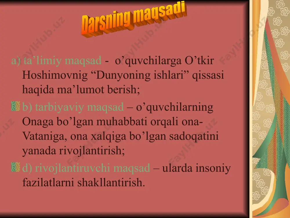 adilar, o’zlari kiymasalar ham bizni kiydiradilar. hattoki qarindosh-urug’, qo’ni-qo’shning ham ko’nglini ovlaydilar. buni adibimiz “qarz” nomi bilan bergan. qarz har oy pensiya olasiz, buncha pulni nima qilasiz? – deb so’ragan o’g’liga, qarzlarim bor, shunga beraman, deb javob beradi ona. onasi vafotidan so’ng bilsa, u qarz degani qo’ni-qo’shnini yo’qlash, tug’ilgan kunlariga sovg’a qilish, chaqaloq tug’ilsa, unga sovg’a olib borish ekan. gilam paypoq yoki “gilam paypoq” deb nomlangan bo’limini olaylik. har birimiz kasal bo’lamiz. bunday paytda boshimizga parvona bo’ladigan ham, bizga turli dori-darmonlar berib, uzun tunlarni tonglarga ulaydigan ham onajonlarimiz bo’ladi. dunyoda eng baxtiyor ayol bu qo’lida bola ko’targan onadir. onalarimizning eng muqaddasligini, yagonaligini hattoki rasululloh sollallohu alayhi vasallam ham ta’kidlab o’tgan. gilam paypoq u kishidan: “yaxshi muomala qilishga kim haqli?” deb so’rashganda, u kishi uch marotaba “onang” deb javob beriganlar, faqat to’rtinchi marotaba “otang” deb javob berganlar. buning ma’nosi shuki, birinchisi - ona farzandini to’qqiz oy jismida ko’tarib yuradi, ikkinchi – …