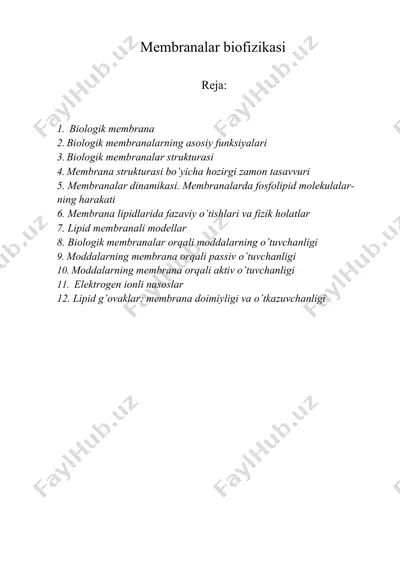 mеmbrаnаlаr biоfizikаsi — DOCX