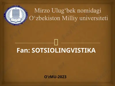mirzo ulug‘bek nomidagi o‘zbekiston milliy universiteti — PPTX