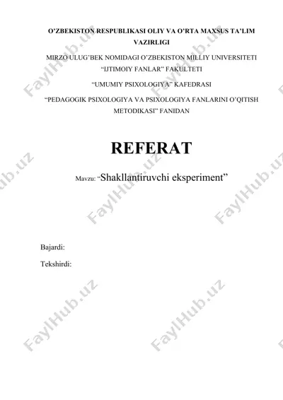 shakllantiruvchi eksperiment — DOCX