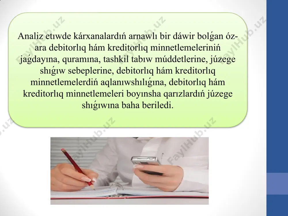 debitorlıq hám kreditorlıq qarızlarınıń balansın dúziw - Page 5