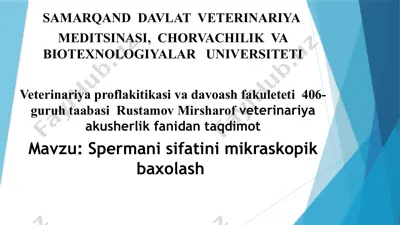 sperma sifatini mikroskopik baholash — PPTX