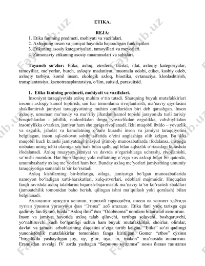 etika fanining predmeti, mohiyati va vazifalari — DOCX