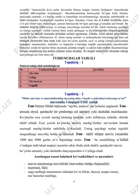 ning qaysi sinfga mansubligi, jinsi va tanasining rangi kabi ustunlikning barcha soxta mezonlari rad etilgan. bu mezonlarning barchasi qadimgi jamiyatlarda hisobga olingan va ayrim qadimgi faylasuflar hattoki tenglik tamoyilining o‘zini ham inkor qilgan. masalan, aflotunning ta’kidlashicha, ayrim odamlar hukmronlik qilish va boshqarish uchun, boshqalar esa tobe bo‘lish va boshqalarga ishlash uchun yaratilgan. islom odamlarning irqi, tanasining rangi, erkin odam yoki qul ekanligidan qat’i nazar, ustunlik mezonini, chunonchi, taqvodorlik va xudodan qo‘rqish mezonini o‘rnatdi. alloh taolo aytadiki: «ey odamlar! biz sizlarni bir erkak va ayoldan yaratdik va sizlarni o‘zaro tanishishingiz uchun xalqlar va qabilalar qilib qo‘ydik. albatta, allohning huzurida eng hurmatligingiz eng taqvodoringizdir» (xujurot, 13). bu yerda har bir odam ungacha ko‘tarilishi mumkin bo‘lgan va odamlarni birbiridan ustun qiladigan sinflarga bo‘lmaydigan mezon ko‘rsatilgan. bu insonni olg‘a qarab harakat qilish va yuksalishga undaydigan mezondir. taqvodorlik – insonning buyuk va shavkatli alloh oldida qadr-qimmati mezonidir. boshqa tomondan, taqvodorlik bu hayotda insonning taqvo mezoni, …