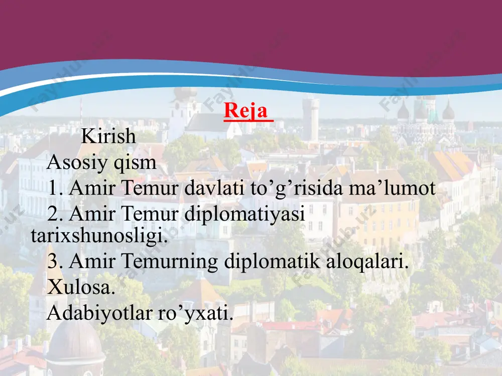 texnologiya usullariga yondoshgan holda o’quvchilarga yetkazish maqsadga muvofiq bo’ladi. boy ma’naviy merosimizni o’rganishda amir temur tarixini o’rganish bilan bog’liqdir. amir temurning qarorgohi ko’ksaroy va bustonsaroylar bino qilindi. 1403-1404 yillarda samarqandda bo’lgan klavixo amir temurning olib borayotgan binokorlik ishlaridan hayratda qolgan. shu davrda shoxizinda hozirgi vaqtda bibixonim nomi bilan mashhur bo’lgan jome masjidi bino qilindi. amir temur davlati xiv asr oxiri xx asr boshlarida tangalar asosan ikki xil bo`lib biri yirik kumush tanga 6 g teng bo`lgan ikkinnchisixam shunday qiymatga ega bo`lib 1.5 g tashkil etgan bu davrda amir temur boyazid bilan yozishmalar o'zaro diplomatik yozishmalar olib borish bilan bir qatorda, bo'lajak to'qnashuvda trapezund va konstantinopolning harbiy kemalaridan foydalanishga harakat qiladi. shu maqsadda u genuya va venetsiyaga sovg'a-salomlar hamda maktublar bilan elchilar yuboradi.o'zaro yordam masalasida amir temur konstantinopol noibi loann vii paleolog bilan ham yozishmalar olib boradi. amir temurning 1402-yil, 15-may kuni loann vii paleolog nomiga yo'llagan xatining mazmuniga qaraganda, konstantinopol …