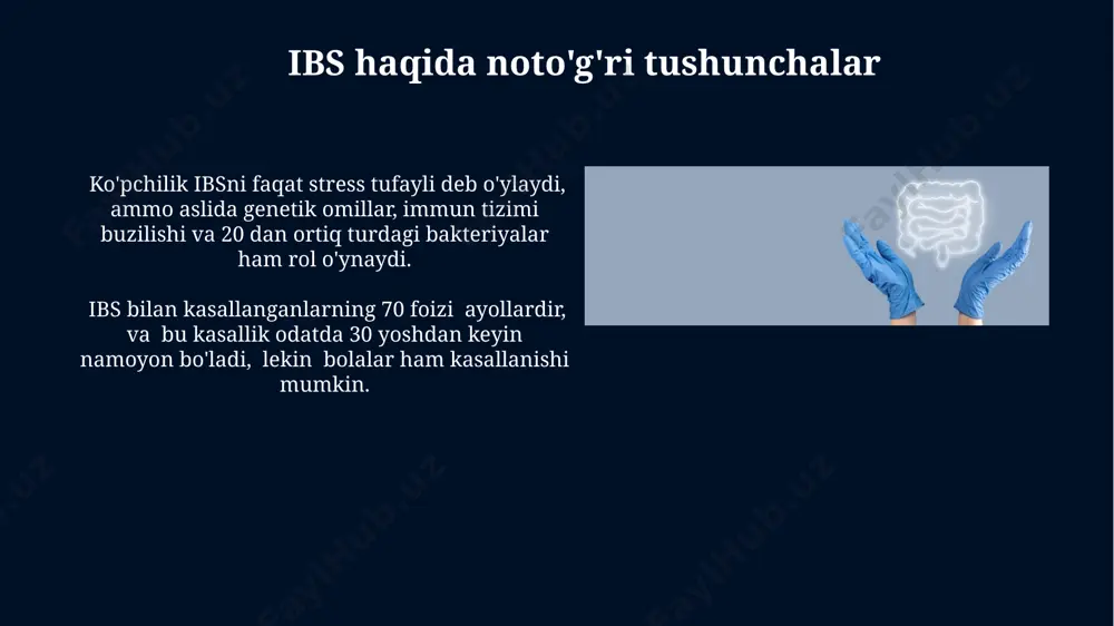 tirishda yordam beradi. ichak-qorinning tirnash xususiyati bilan bog'liq sindrom (ibs) dunyo bo'ylab 10-15% kattalarni qamrab oladi, ko'pincha 30 yoshdan 50 yoshgacha bo'lgan ayollarda uchraydi va o'tkir va surunkali qorin og'rig'i bilan namoyon bo'ladi. e'tiboringiz uchun rahmat @taqdimot_robot image5.jpg image6.jpg image7.jpg image8.jpg image9.jpg image10.jpg image11.jpg image12.jpg image13.jpg image14.jpg image15.jpg image16.jpg image17.jpg image18.jpg image19.jpg image20.jpg image21.jpg image1.jpg