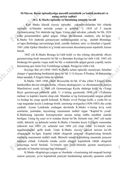 karl marks iqtisodiy ta'limoti — DOC