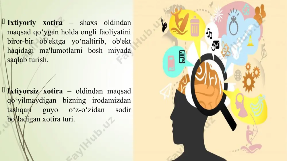 amasi, mnema – xotira) – ilgari yuz bergan voqea va hodisalarni unutishdan iborat xotiraning kasallanishi yoki shikastlanishi. e’tiboringiz uchun rahmat esga tushirish - oʻtmishda idrok qilingan narsalar, his-tuygʻu, fikr va ish-harakatlarning ongimizda qaytadan tiklanishiga aytiladi. образец заголовка образец текста второй уровень третий уровень четвертый уровень пятый уровень 21.02.2025 ‹#› образец заголовка образец подзаголовка 21.02.2025 ‹#› образец заголовка образец текста второй уровень третий уровень четвертый уровень пятый уровень 21.02.2025 ‹#› образец заголовка образец текста 21.02.2025 ‹#› образец заголовка образец текста второй уровень третий уровень четвертый уровень пятый уровень образец текста второй уровень третий уровень четвертый уровень пятый уровень 21.02.2025 ‹#› образец заголовка образец текста образец текста второй уровень третий уровень четвертый уровень пятый уровень образец текста образец текста второй уровень третий уровень четвертый уровень пятый уровень 21.02.2025 ‹#› образец заголовка 21.02.2025 ‹#› 21.02.2025 ‹#› образец заголовка образец текста второй уровень третий уровень четвертый уровень пятый уровень образец текста 21.02.2025 ‹#› образец …