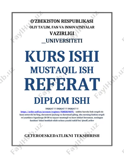geterojinslikni tekshirish testlari va ularning o‘ziga xos xususiyatlari — DOCX