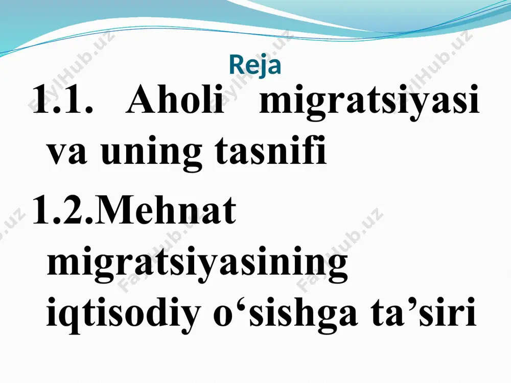 nat bozorining globallashuvi tashkil etadi. uning fikricha, xalqaro migratsiyaga taalluqli bo`lgan joriy jarayonlar bir yo`la bir necha darajada amal qilishi mumkin. xalqaro migratsiya, d. messining hisoblashicha, ijtimoiy, iqtisodiy va siyosiy o‘zgarishlar natijasida paydo bo`ladi va rejali iqtisodiyot amal qiladigan hamda qishloq xo‘jaligi ishlab chiqarishiga asoslangan jamiyatlarda kapitalistik munosabatlarning ustunlik qilishiga olib keladi. migratsiya oqimlari zich joylashgan mintaqalarda emas, balki bozor transformatsiyasi sodir bo`layotgan va uning global iqtisodiyotga qo‘shilayotgan joylarda paydo bo`ladi. ya’ni “migratsiya bozorning kamchiligi emas, aksincha, uning o'zgarishi natijasidir”. yuqorida qayd qilingan nazariyalar bilan birga 1960-yillarda e. li tomonidan ishlab chiqilgan migratsiyaning ekonometrik modeli ham mavjud. u e.lining jalb etuvchi va turtib chiqaruvchi omillari, deb ham nomlangan. e.lining jalb etuvchi va turtib chiqaruvchi omillari jalb etuvchi omillar: 1.iqtisodiy rivojlanish darajasi 2.daromad darajasi 3.xavfsizlik 4.mehnat bozorida ish toppish imkoniyati turtib chiqaruvchi: 1. iqtisodiy omillar 2. ijtimoiy va siyosiy omillar 3.noqulay tabiat va ob-havo sharoitlari oraliq omillar: 1. transport xarajatlari 2.migratsiya …