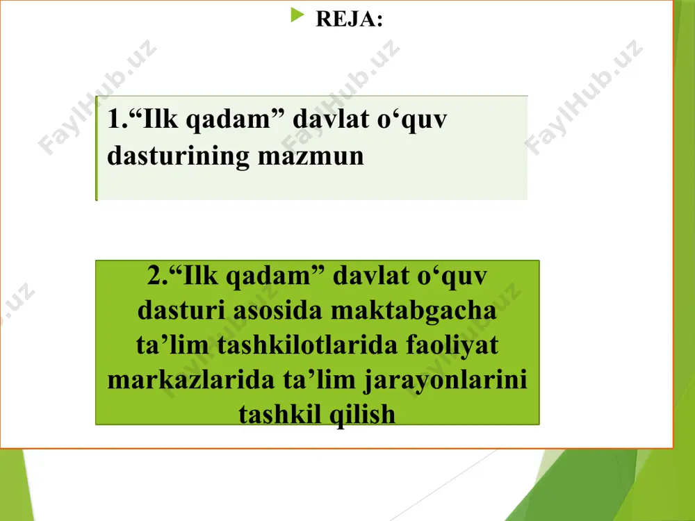 uning harakatlanish ehtiyojlarini qondirish; bolaning ijodiy qobiliyatlarini qo‘llab-quvvatlash; o‘yin orqali ta’lim berish va rivojlantirish; bolaning rivojlanishi va ijtimoiy moslashishi uchun qulay muhit yaratish; bola uchun xavfsiz muhitni ta’minlash; mttning oila, mahalla va maktab bilan hamkorligi; milliy madaniy an’analar qadriyatini oshirish va boshqa millatlar madaniyatiga hurmat, boshqa millatlar madaniyatining o‘ziga xos xususiyatlarini hisobga olish. iii bob maktabgacha yoshdagi bolalarga ta’lim berishda kompetensiyaviy yondashuv deb nomlanib, dastur majburiy 5 ta ta’lim sohasini o‘z ichiga oladi: – “jismoniy rivojlanish va sog‘lom turmush tarzini shakllantirish” sohasi kompetensiyalari; – “ijtimoiy-hissiy rivojlanish” sohasi kompetensiyalari; – “nutq, muloqot, o‘qish va yozish malakalari” sohasi kompetensiyalari; – “bilish jarayonining rivojlanishi” sohasi kompetensiyalari; – “ijodiy rivojlanish” sohasi kompetensiyalari.. maktabgacha yoshdagi bolalarga ta’lim berishda kompetensiyaviy yondashuv. maktabgacha yoshdagi bolalarga ta’lim berishda kompetensiyaviy yondashuv o‘sib borayotgan bola shaxsini hayotga tayyorlash, unda hayotiy muhim masalalarni hal qilish uchun zarur bo‘lgan, axloqiy me’yor va qadriyatlarni o‘zlashtirish, boshqa insonlar bilan muloqot qilish, “men” obrazini qurish …