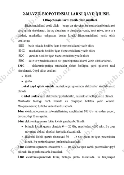 biopotensiallarni yozib olish — PDF