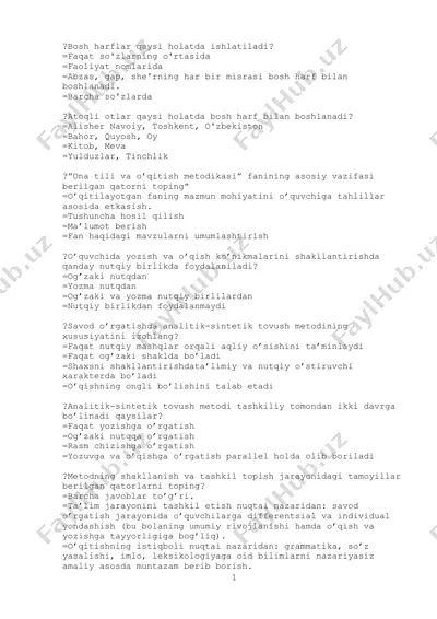 "ona tili va o’qitish metodikasi" — DOCX
