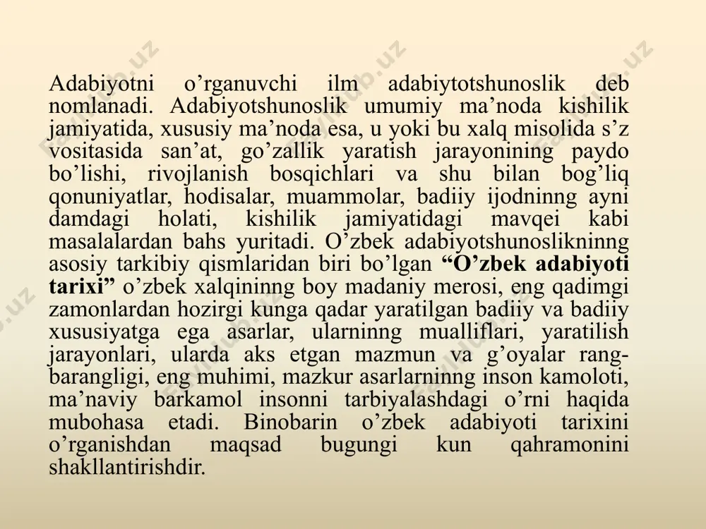 mil» va «peshravi fero’z» kuylarining notasi bizgacha etib kelgan. komil xorazmiy moskva va peterburg shaharlariga 2 marta safar qilgan (1873, 1883). 1891, 1896— 97 yillarda esa toshkentga kelib, bu erdagi madaniy yangiliklar haqidagi «dar bayoni ta’rif va tavsif toshkand» («toshkent ta’rifi va tavsifi bayonida») qasidasini bitgan. bu qasida o’zbek adabiyotida ijtimoiy taraqqiyotni aks ettirgan dastlabki yirik she’riy asarlardan bo’lib, unda yangi, zamonaviy madaniyat ulug’lanadi. komil xorazmiy sharq mumtoz shoirlari an’analari ruhida lirik she’rlar yozgan, devon tuzgan. bu devonda 8000 misradan ortiq she’r bo’lib, ular g’azal murabba, muxammas, musaddas, masnaviy, ruboiy, qasida, muammo kabi janrlarda yozilgan. ularda chin insoniy fazilatlar ulug’langan, jaholat qoralangan, ishq-muhabbat tarannum etilgan. komil xorazmiyning deyarli barcha janrdagi asarlarida ijtimoiy tanqidga keng o’rin berilgan, ayrim misralari aforizm darajasiga ko’tarilgan («falak zulmi bir yonu, bir yon alar...» va b.). shayx sulaymon buxoriy o’zining mashhur «lug’oti chig’atoyi va turki usmoniy» («chig’atoycha va usmoniy turkcha lug’at») asarida komil xorazmiyning ijodidan o’rinli …