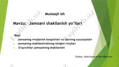 jamoani shakllanish yo’llari — PPTX
